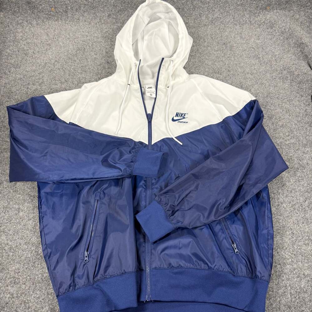 Nike Windrunner Woven Linen Jacket Blue White Size L HJ2040-100